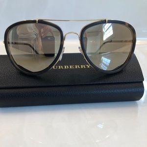 BURBERRY Mirrored Aviator Sunglasses NEW
